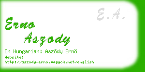 erno aszody business card